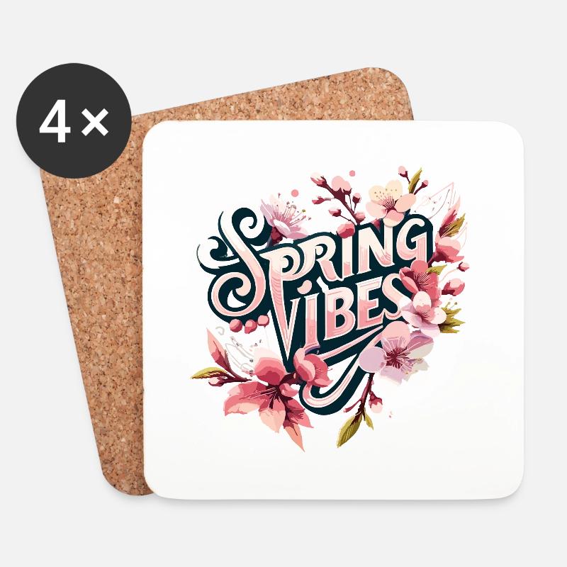 Frühlingsanfang Blumenpracht - Untersetzer (4er-Set) - Weiß