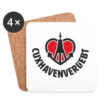 cuxhavenverliebt rund schwarz - Untersetzer (4er-Set) - Weiß - Vorne