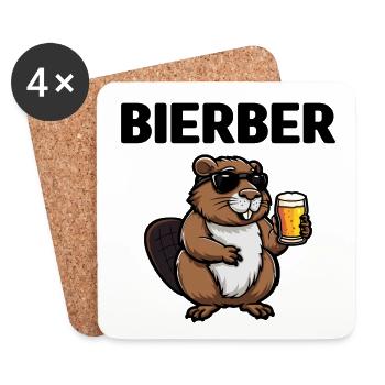 Bierber Biber Bier trinken Sommer Party feiern - Untersetzer (4er-Set) - Weiß - Vorne