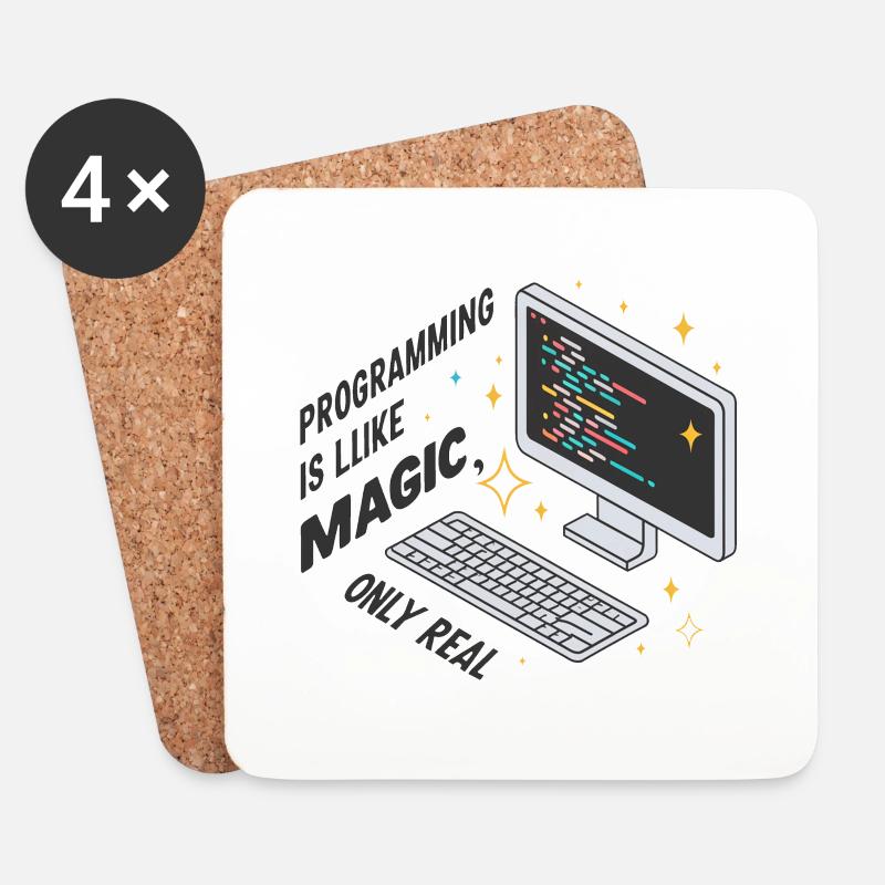 Programmieren ist wie Magie, nur real. - Untersetzer (4er-Set) - Weiß