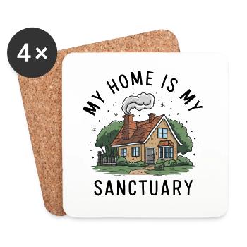 Mein Zuhause ist mein Zufluchtsort. - Untersetzer (4er-Set) - Weiß - Vorne