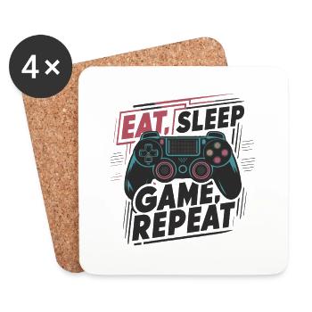 Eat, Sleep, Game, Repeat - Untersetzer (4er-Set) - Weiß - Vorne