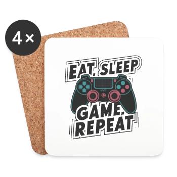 Eat, Sleep, Game, Repeat - Untersetzer (4er-Set) - Weiß - Vorne