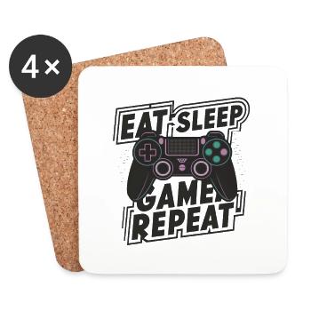Eat, Sleep, Game, Repeat - Untersetzer (4er-Set) - Weiß - Vorne
