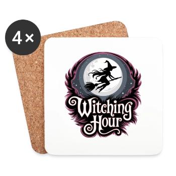 Witch at Full Moon – Witching Hour - Coasters (set of 4) - white - Front