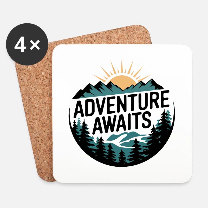 Adventure Awaits – Bergpanorama - Untersetzer (4er-Set) - Weiß