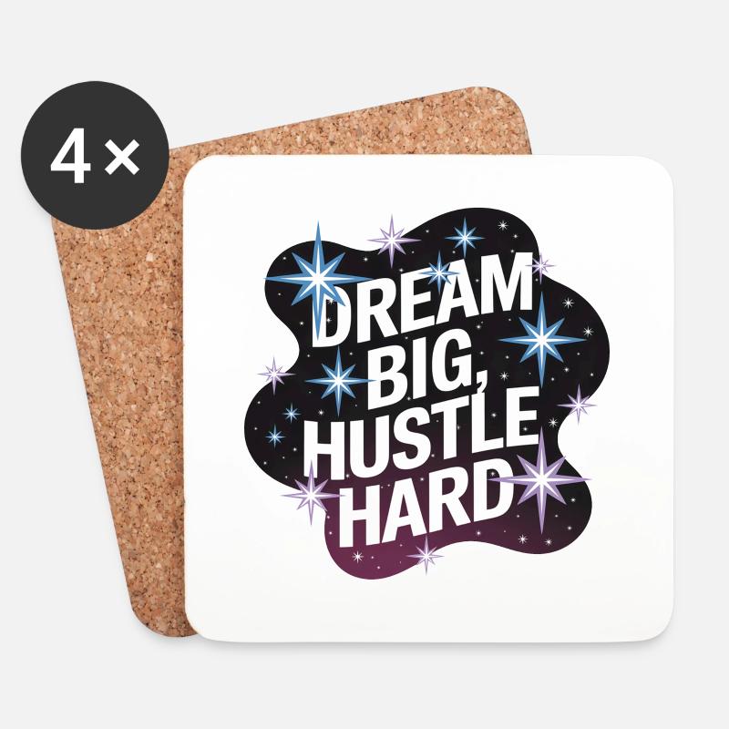 Dream Big, Hustle Hard – Nachthimmel - Untersetzer (4er-Set) - Weiß