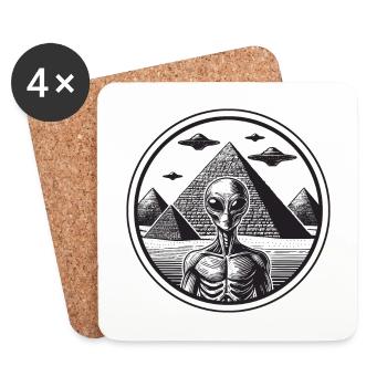 Ancien extraterrestre - Dessous de verre (lot de 4) - blanc - Devant