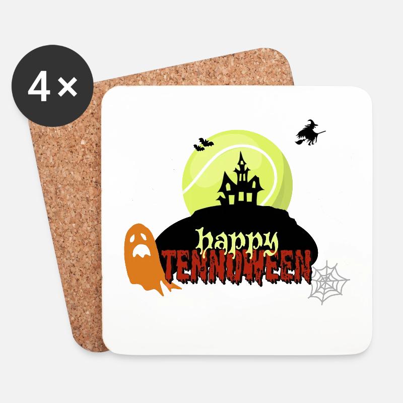 Happy Tennoween - Untersetzer (4er-Set) - Weiß