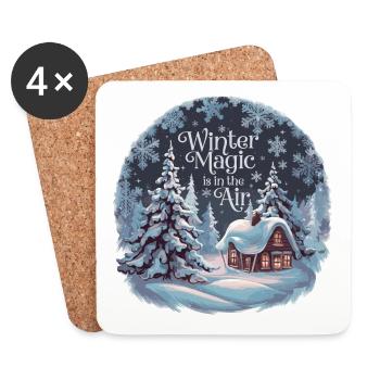 Winter Magic is in the Air – Winter Landscape - Coasters (set of 4) - white - Front