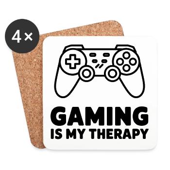 Le jeu est ma thérapie – Manette minimaliste - Dessous de verre (lot de 4) - blanc - Devant