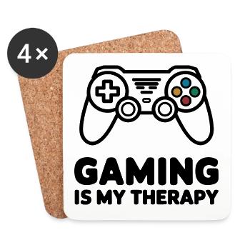 Le jeu est ma thérapie – Manette minimaliste - Dessous de verre (lot de 4) - blanc - Devant