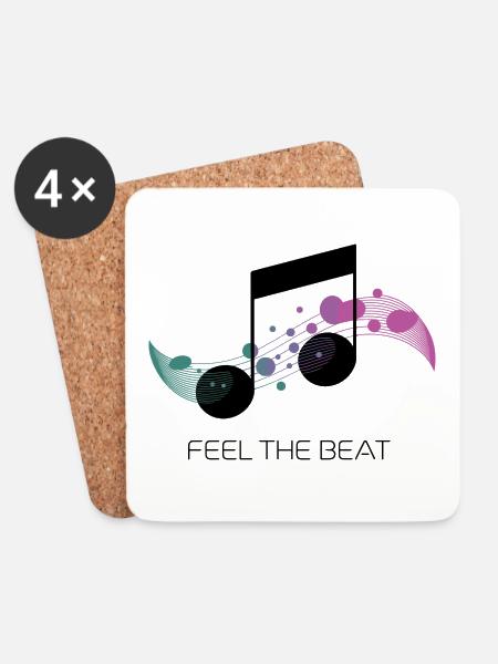Feel the Beat – Abstrakter Notenschlüssel - Untersetzer (4er-Set) - Weiß