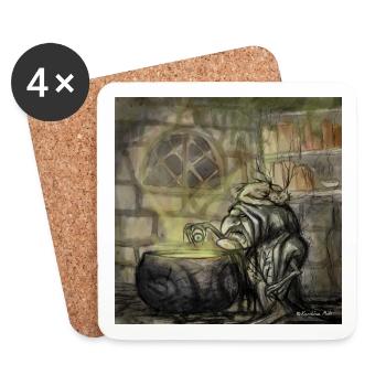Poison pour le cerveau Sorcière du chaudron auto-dessiné - Dessous de verre (lot de 4) - blanc - Devant