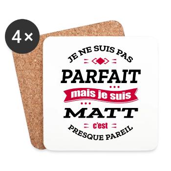 MATT PARFAIT - PRENOM MATT - Dessous de verre (lot de 4) - blanc - Devant