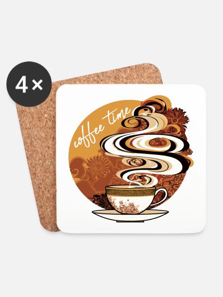 Coffee time - Untersetzer (4er-Set) - Weiß