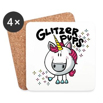 Einhorn Glitzerpups - Untersetzer (4er-Set) - Weiß - Vorne