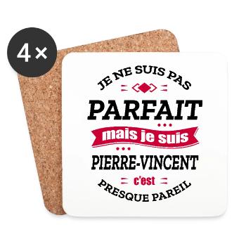PIERRE-VINCENT PARFAIT - PRENOM PIERRE-VINCENT - Dessous de verre (lot de 4) - blanc - Devant