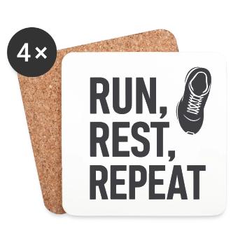 Run & Repeat Motivation - Untersetzer (4er-Set) - Weiß - Vorne
