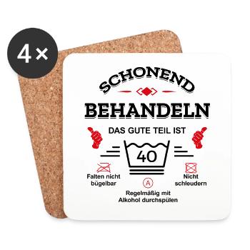 HANDLE MIT SORGFALT – 40 JAHRE PERFEKTION - Untersetzer (4er-Set) - Weiß - Vorne