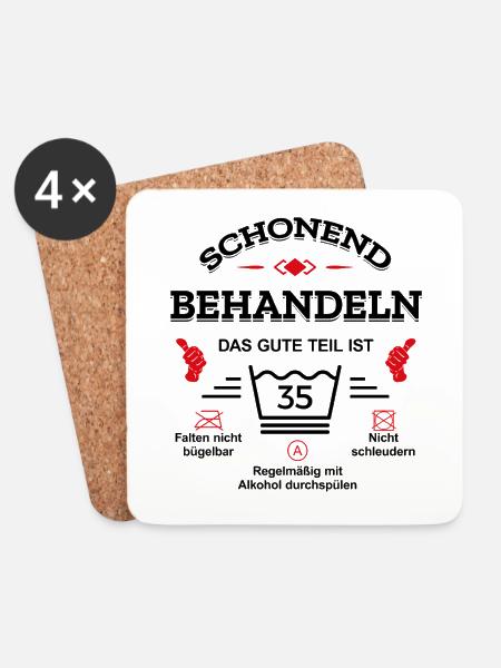 SCHONEND BEHANDELN 35. GEBURTSTAG - Untersetzer (4er-Set) - Weiß