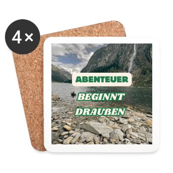 Abenteuer beginnt draußen - Untersetzer (4er-Set) - Weiß - Vorne