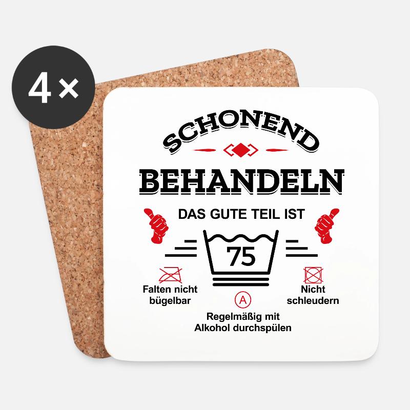 HANDLE MIT SORGFALT – 75 JAHRE PERFEKTION - Untersetzer (4er-Set) - Weiß