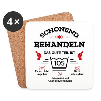 HANDLE MIT SORGFALT – 105 JAHRE PERFEKTION - Untersetzer (4er-Set) - Weiß - Vorne
