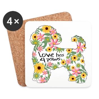 Bichon frisé Design - Dessous de verre (lot de 4) - blanc - Devant