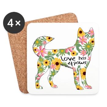 Husky mit Liebe zu Pflanzen - Untersetzer (4er-Set) - Weiß - Vorne