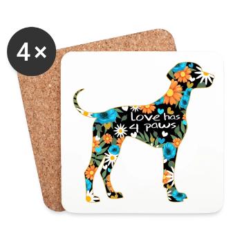 Motif de chien de braque de Weimar - Dessous de verre (lot de 4) - blanc - Devant
