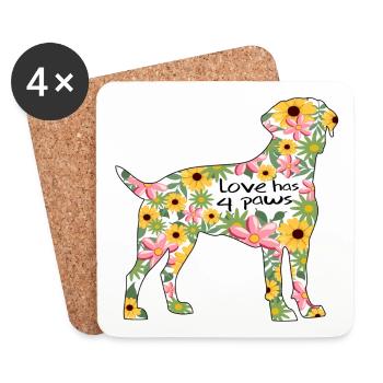 L’amour du rottweiler a 4 pattes - Dessous de verre (lot de 4) - blanc - Devant