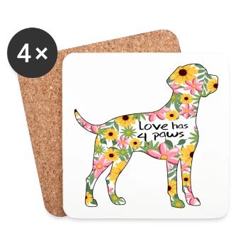 Labrador Hund Design blumen - Untersetzer (4er-Set) - Weiß - Vorne