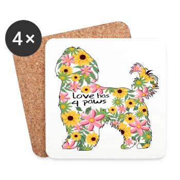 Havaneser Hundedesign liebe hat pfoten - Untersetzer (4er-Set) - Weiß - Vorne