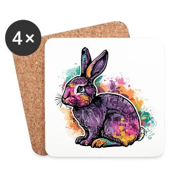 Ostern Osterhase Feldhase - Untersetzer (4er-Set) - Weiß - Vorne