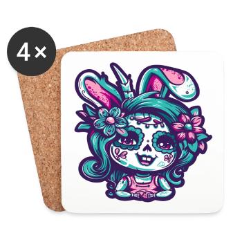 Easter bunny emo bunny girl - Coasters (set of 4) - white - Front