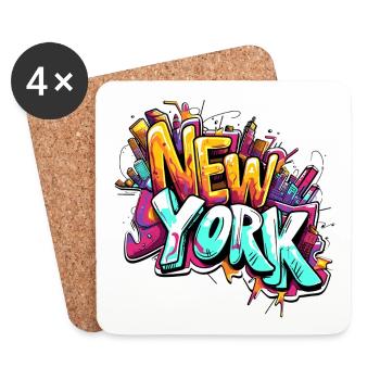 NYC New York City - Graffiti hip hop - Untersetzer (4er-Set) - Weiß - Vorne