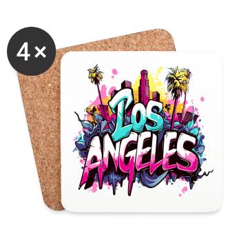 Los Angeles LA Palm Trees Beach - Coasters (set of 4) - white - Front