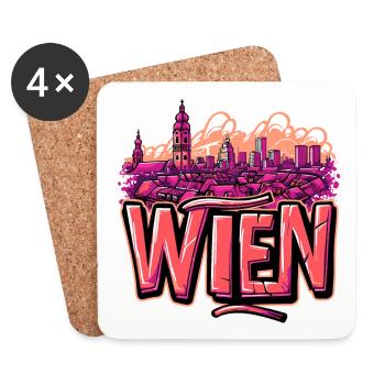 Wien Österreich Hauptstadt graffiti - Untersetzer (4er-Set) - Weiß - Vorne