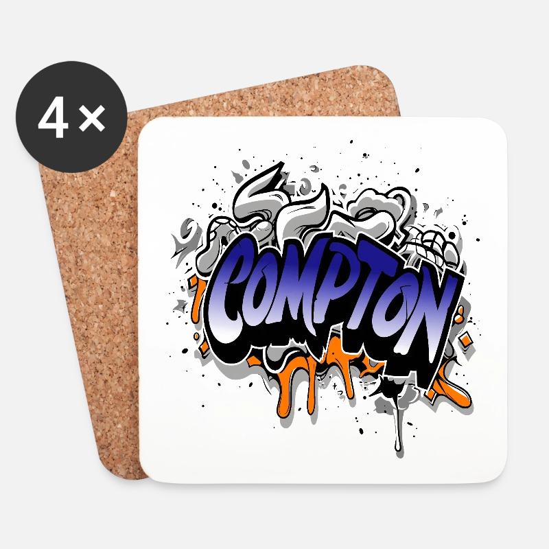 Compton Straight Hiphop Graffiti - Coasters (set of 4) - white