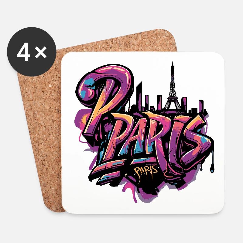 Paris Frankreich Eiffelturm - Untersetzer (4er-Set) - Weiß