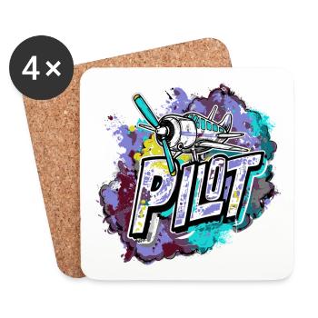 Pilot Ultralight Flying Motorized Aircraft - Coasters (set of 4) - white - Front