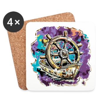 Holiday begins on the boat skipper captain - Coasters (set of 4) - white - Front
