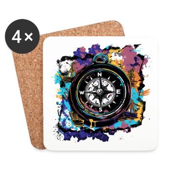 Captain Boat Compass - Coasters (set of 4) - white - Front