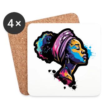 Femme Afro Africaine - Dessous de verre (lot de 4) - blanc - Devant