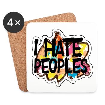 i hate peoples - i don't like peoples - Coasters (set of 4) - white - Front