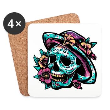 skull neon - Coasters (set of 4) - white - Front