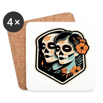 skull halloween skull dia de los - Coasters (set of 4) - white - Front