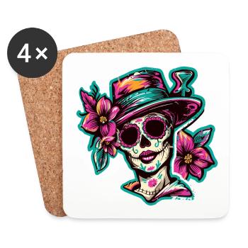 Halloween Mexiko muertos schädel - Untersetzer (4er-Set) - Weiß - Vorne