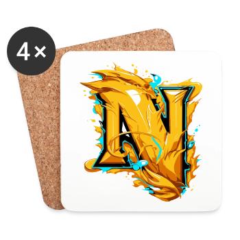 Initial Letter Name N - Coasters (set of 4) - white - Front